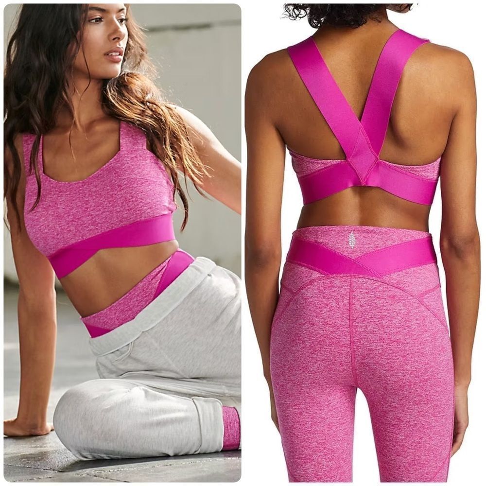 NWOT FP Movement by Free People Just Breathe Sports Bra in Hibiscus Pink Sz M